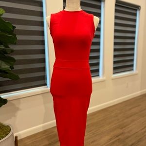 New red midi dress